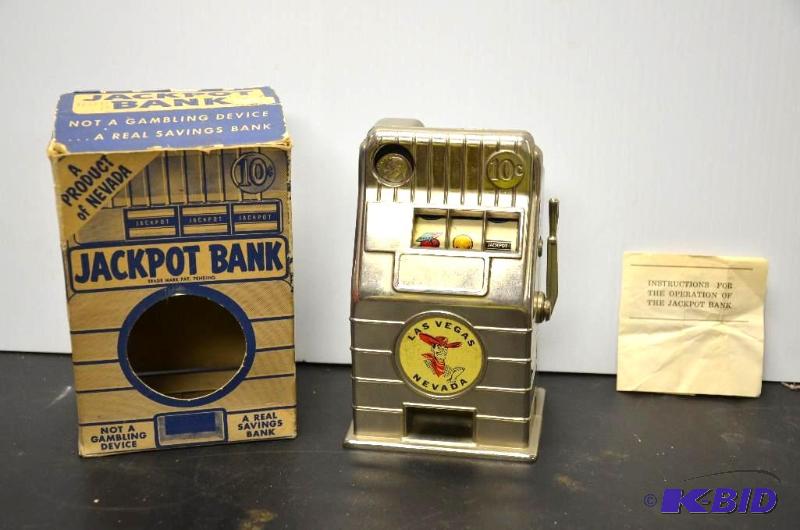lot 159 image: Antique Jackpot Bank in original Box 10 cents...