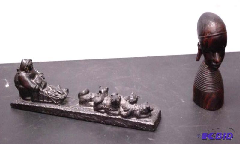 lot 181 image: 2 &nbspsculptures one is soap stone wolf or...