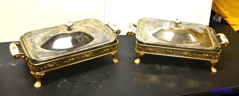 lot 208 image: 2 Vintage Silverplate Buffet Serving holders ...