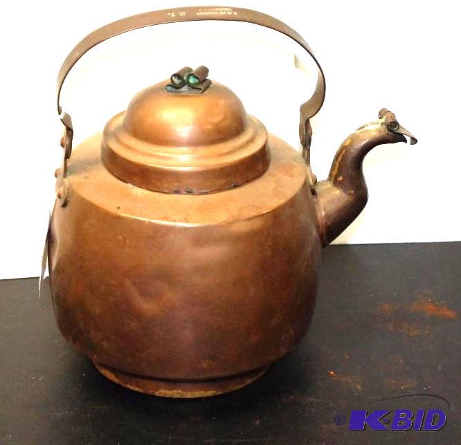 lot 211 image: Antique Copper Teapot E.N. Rehnmark Sundsvall...