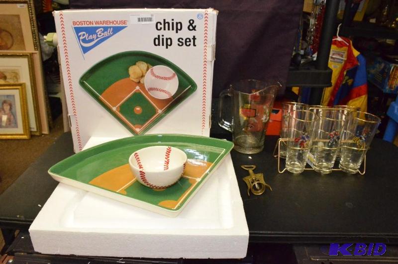 lot 22 image: Boston Warehouse Play Ball Chip and Dip Set G...