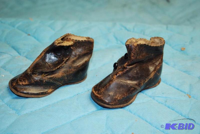lot 222 image: Antique baby high top shoes...