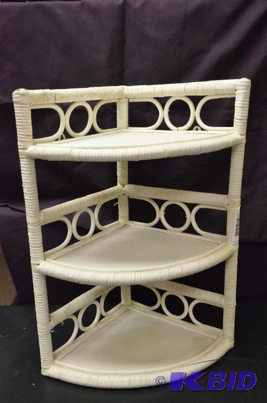 lot 223 image: Wicker caner shelving Measures 20 inches T x ...