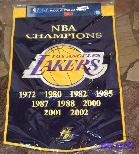 lot 229 image: NBA Wool blend Lakers Banner New in Package....