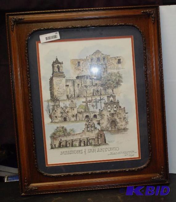 lot 54 image: Missions of San Antonio art Larry Bridges sig...