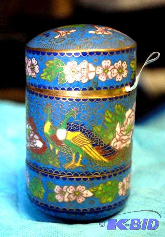 lot 81 image: Antique Cloisonne Stacked Boxes. Beautiful. t...