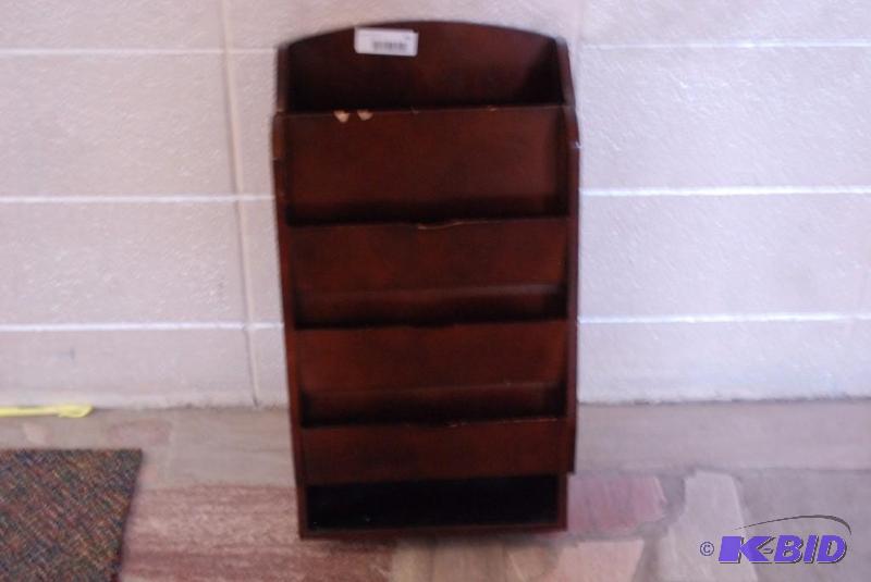 lot 93 image: Wood shelf with doors measures 7 x 13 x 23.5 ...