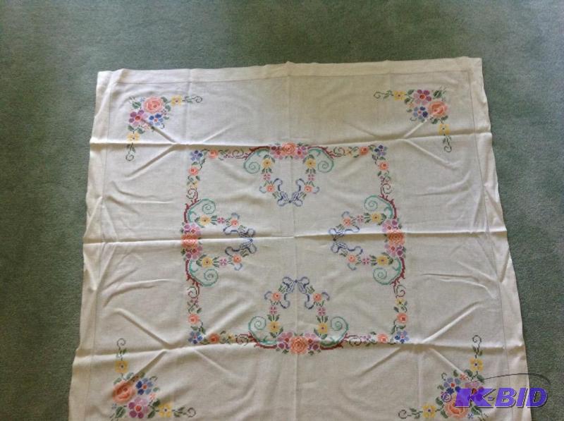 lot 133 image: Outstanding Hand Embroidered Tablecloth