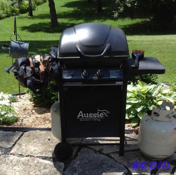 lot 143 image: Aussie Gas Grill with Spare Propane Tank and BBQ Tools