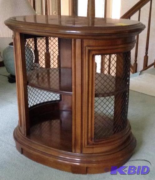 lot 15 image: Oval Side Table with Two Shelves and Wire Sides