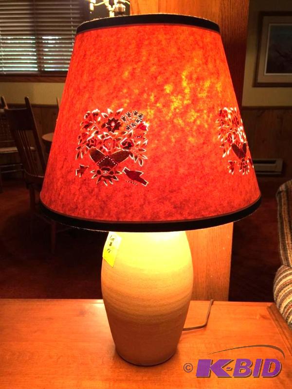 lot 18 image: Table Lamp with Folksy Cutout Shade