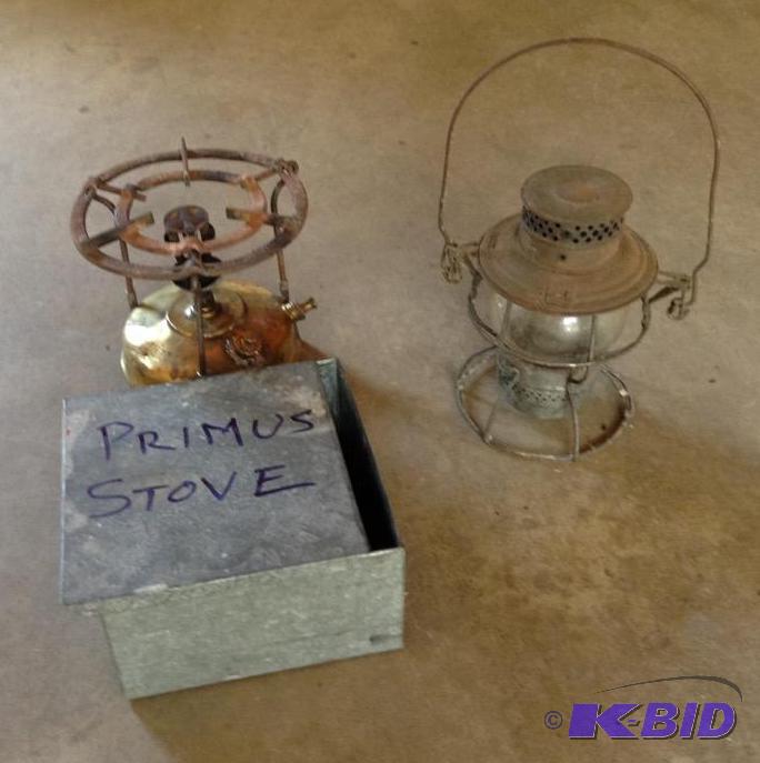 lot 197 image: Adlake Railroad Lantern and Primus Stove