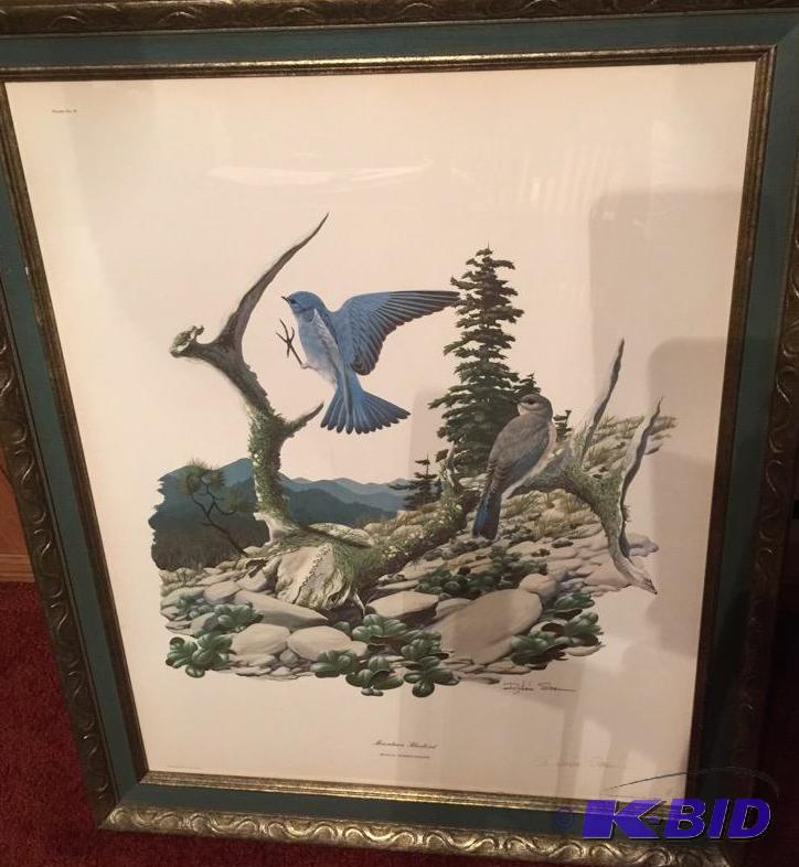 lot 42 image: Mountain Bluebird Print by Richard Sloan - Signed