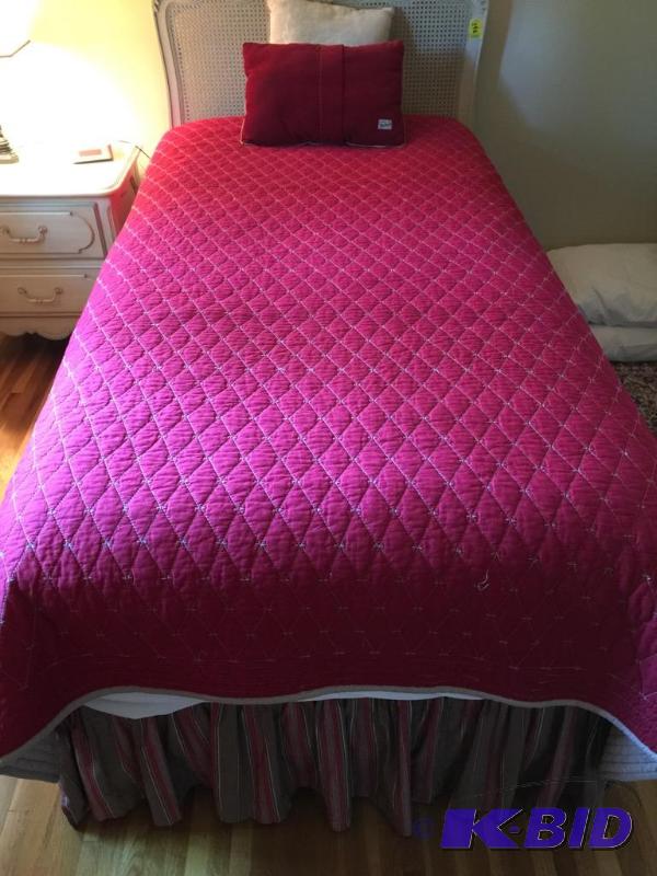 lot 81 image: Red Twin Size Quilt and more