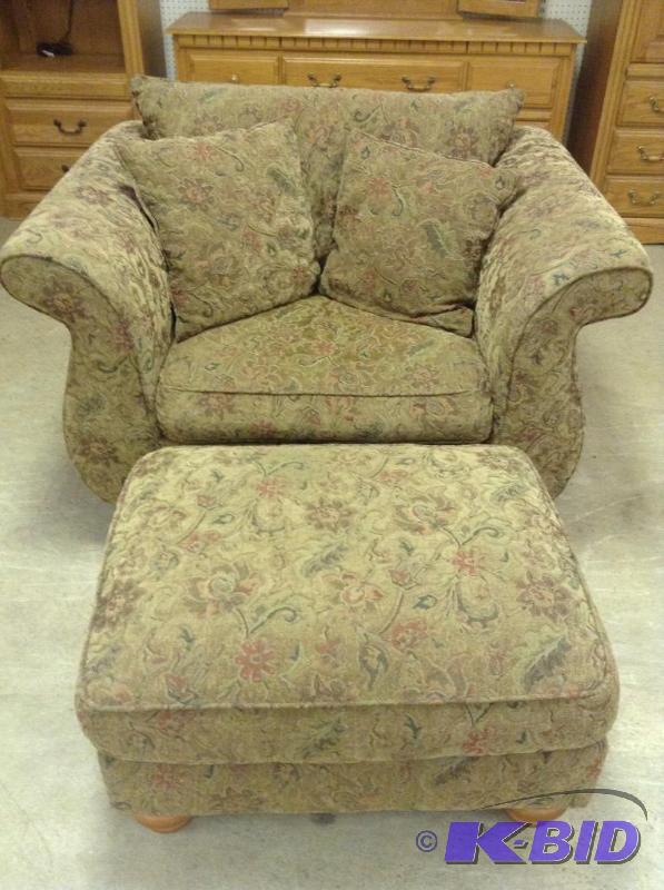 Handsome Upholstered Chair & Ottoman