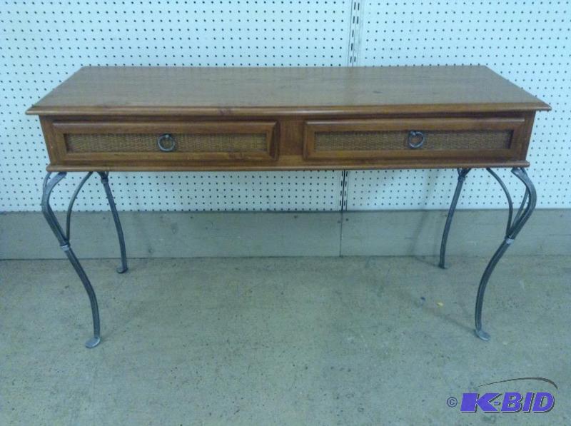 Elegant Metal & Wood Sofa Table