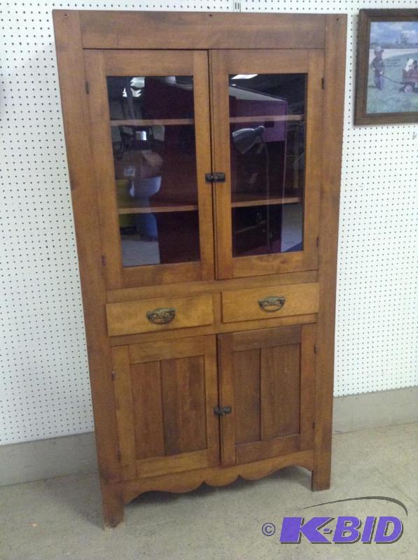 Charming Wood China Hutch