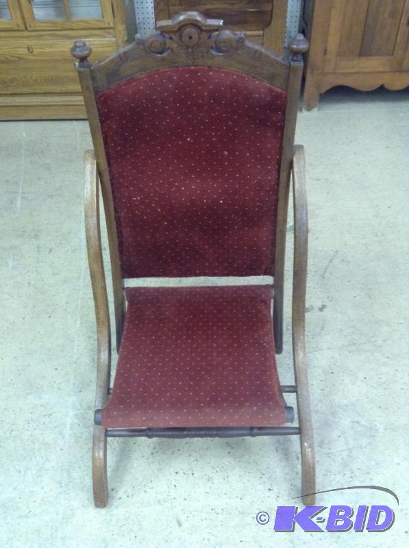 Vintage Antique Fabric Folding Chair