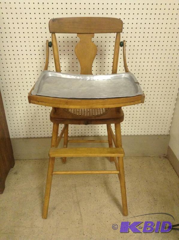 Vintage Wood & Cane High Chair