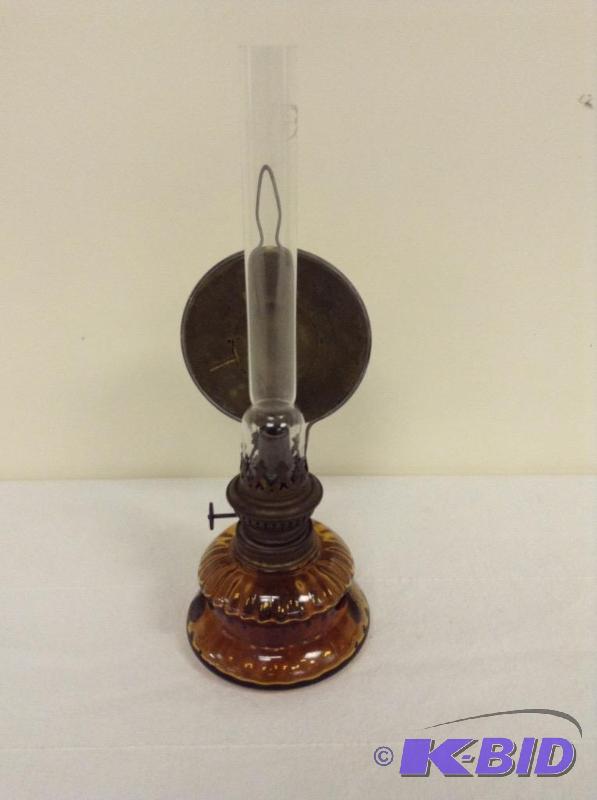 Vintage Amber Oil Lamp
