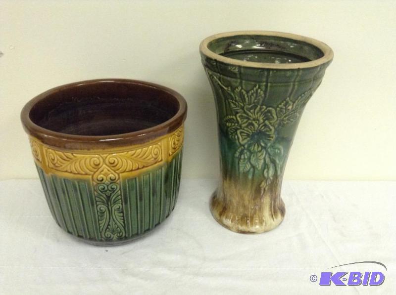 Pretty Unmarked Planter and Vase