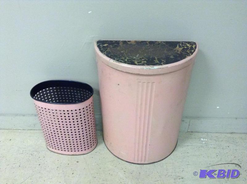 Vintage Pink Waste Baskets