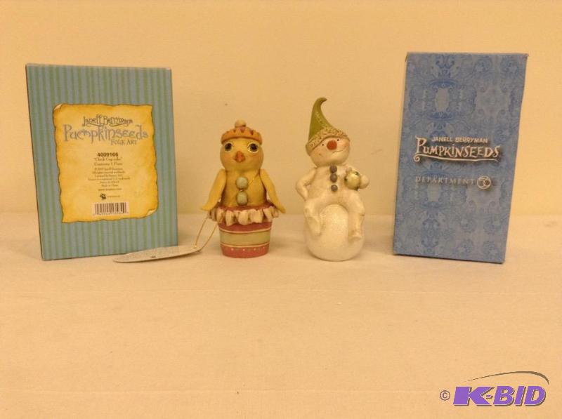 (2) Janell Berrymans Pumpkinseeds Folk Art Figures