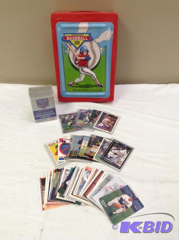 lot 31 image: Collectors Baseball card case, Super Bowl XXV card set, and many other trading cards