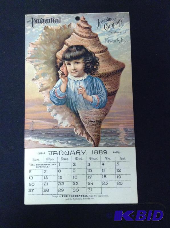 lot 119 image: 1889 Prudential Calendar