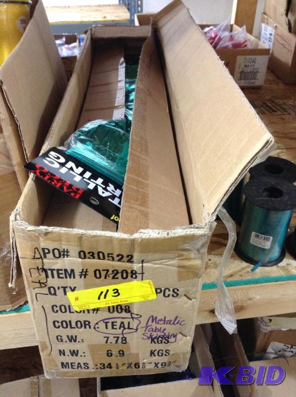 lot 113 image: Teal Metallic Table Skirts