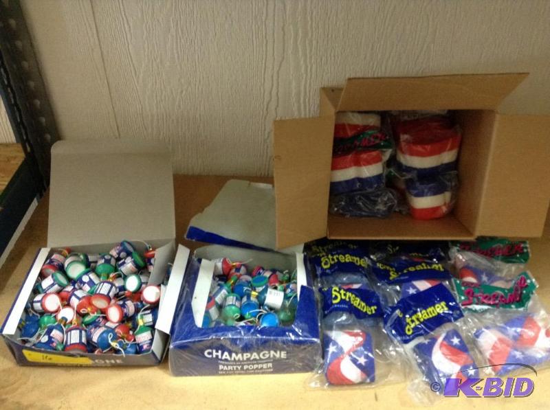 lot 16 image: Patriotic Streamers and Champagne Bottle Poppers