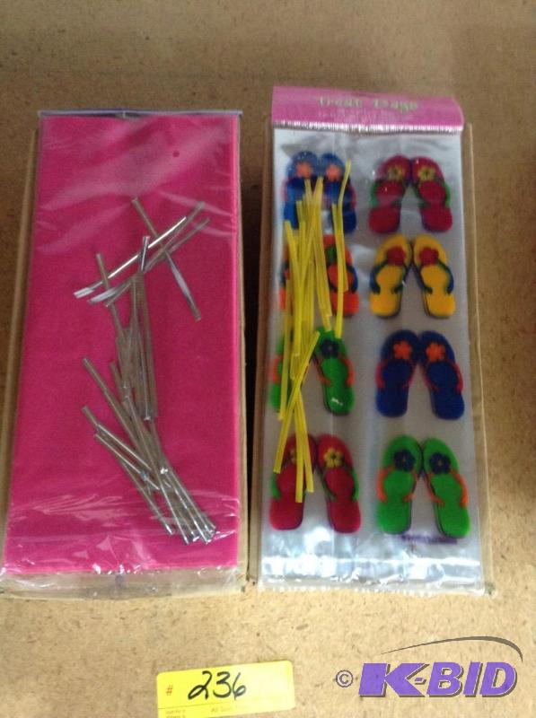 lot 236 image: Flip Flops and Solid Pink Treat Bags