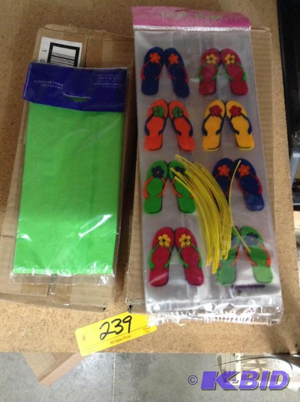 lot 239 image: Flip Flops and Solid Green Treat Bags