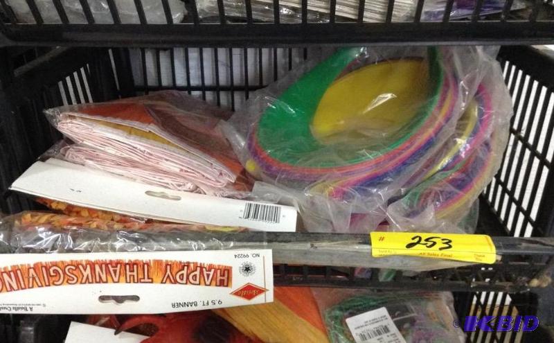 lot 253 image: Colorful Plastic Visors and Thanksgiving Banners