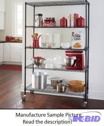 Wide Five Tier Metal Rolling Rack - Black - W...
