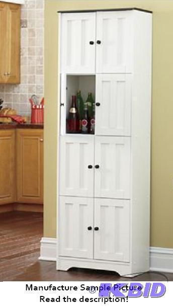 Katie Kitchen Storage Cabinet - White with Bl...