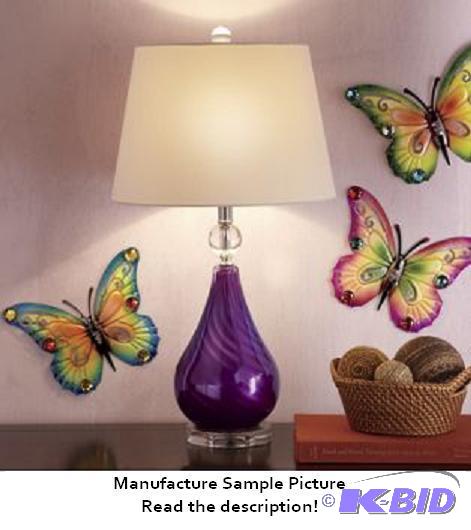 Purple Swirl Base Lamp - No Base - Fabric sha...
