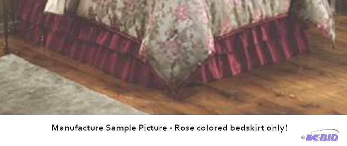 Double Ruffled, Gathered Bedskirt - Rose colo...
