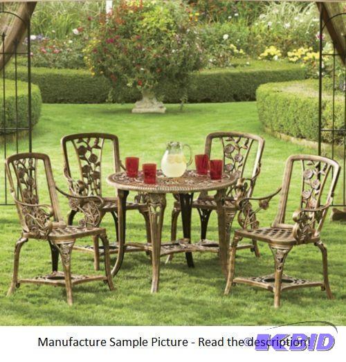 Five Piece Black and Bronze Resin Bistro Set ...