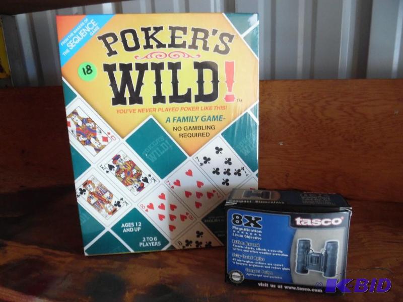 card game & binoculars