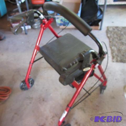 lot 128 image: Folding Walker with Seat