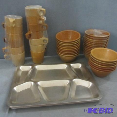 lot 175 image: Dinner Trays, Cups, Bowls