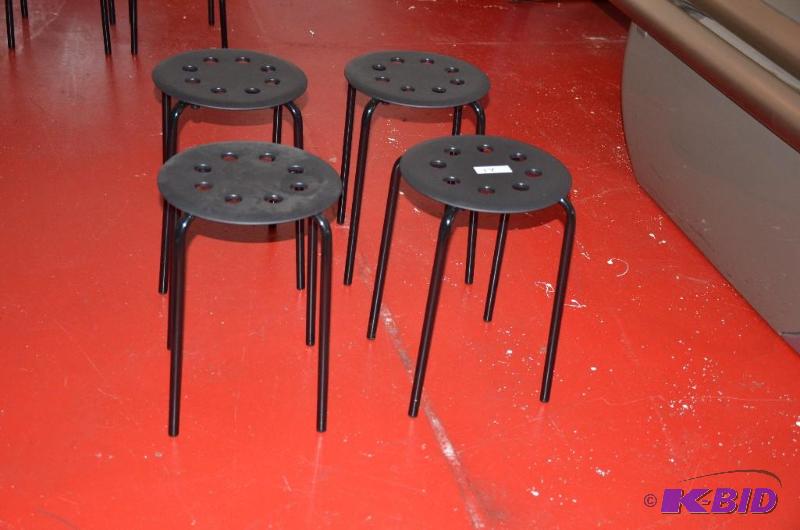 lot 17 image: 4 black Ikea stools 12 12" x 17" 1...