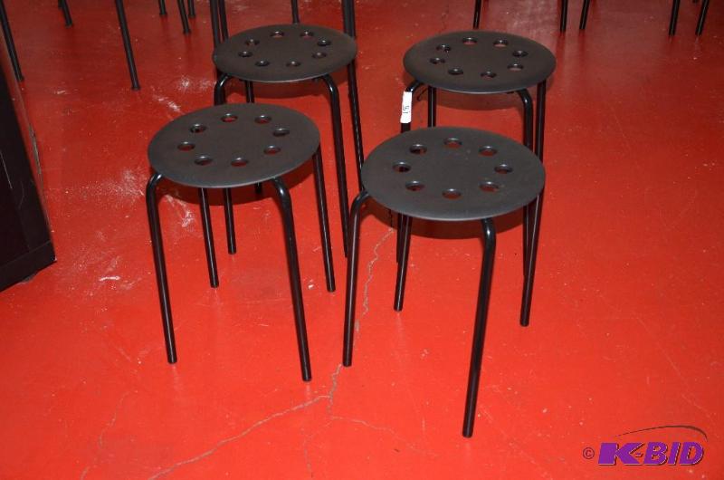lot 18 image: 4 black Ikea stools&nbsp12 12" x 17&qu...