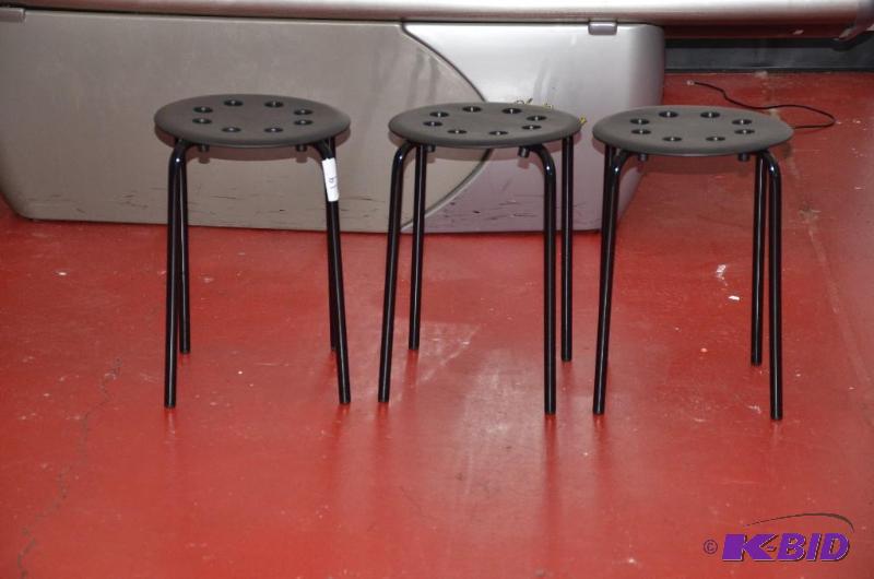 lot 19 image: 3 black Ikea stools&nbsp12 12" x 17&qu...
