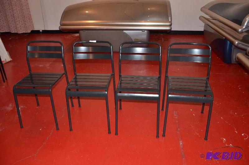 lot 20 image: 4 Metal black Ikea chairs 15" x 15"...