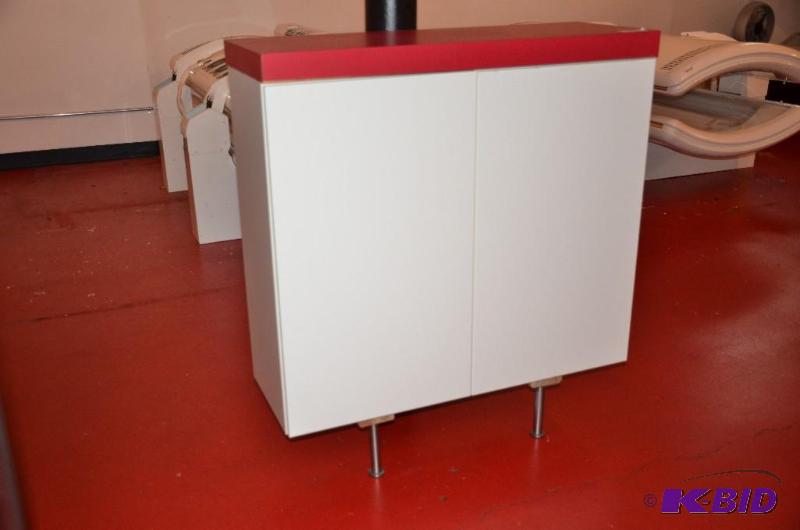 lot 22 image: Red & White storage cabinet matches lot #...