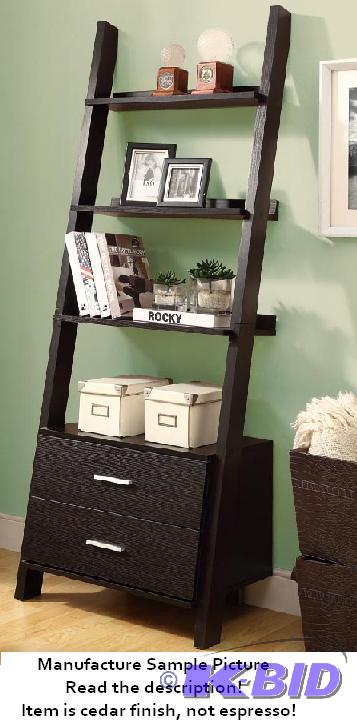 lot 2 image: Ladder Bookcase - Cedar Finish (picture ...