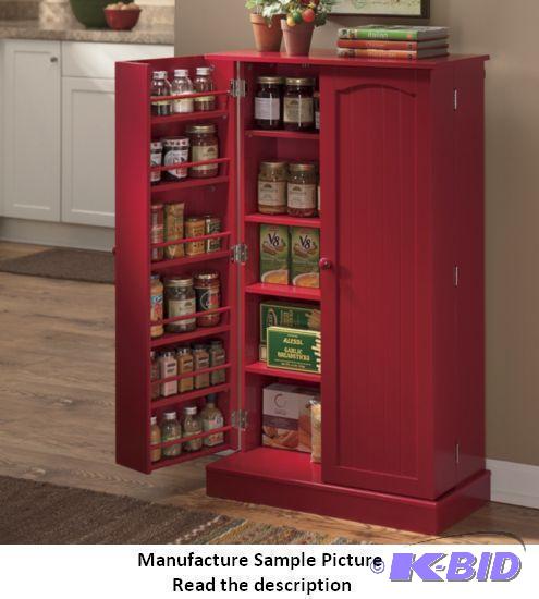 lot 32 image: Double Door Pantry Cabinet - Red - Composite ...