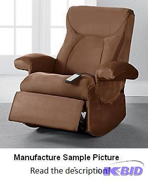 lot 34 image: Brown Microfiber Rocker Recliner Massager - R...